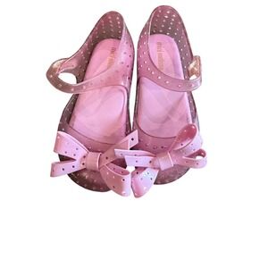 Mini Melissa Pink Glitter Bow Jelly Shoes Kids‎ Girls
